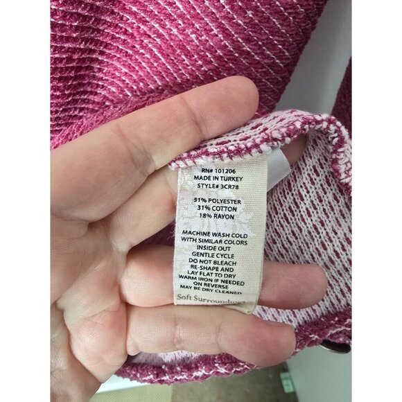 Soft Surroundings Sweater PL Red Cowl Neck Textured Knit Buttons Lagenlook Boho - Picture 12 of 13